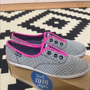 Keds Checkered Sneakers with Pink Accents